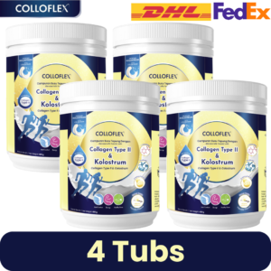 ColloFlex 400g Vanilla (4 Tubs) – Once-Daily Collagen Type II + IgG Colostrum + Probiotics